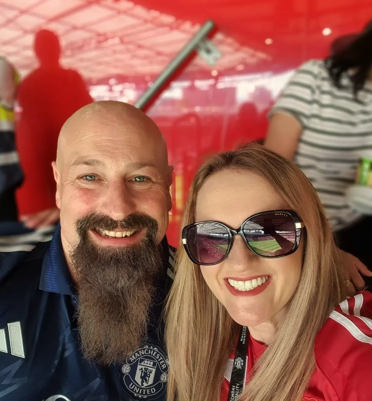 Neil Lock and Natalie Lock, co-founders, at a stadium